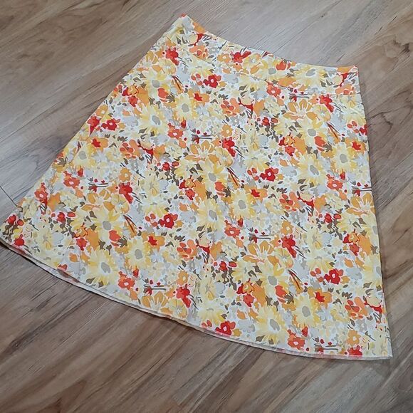 🔺️Express Yellow & Orange Floral Print Skirt Medium - Picture 1 of 7